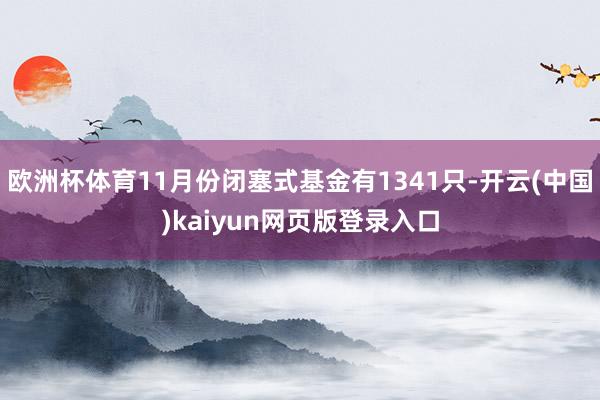 欧洲杯体育11月份闭塞式基金有1341只-开云(中国)kaiyun网页版登录入口