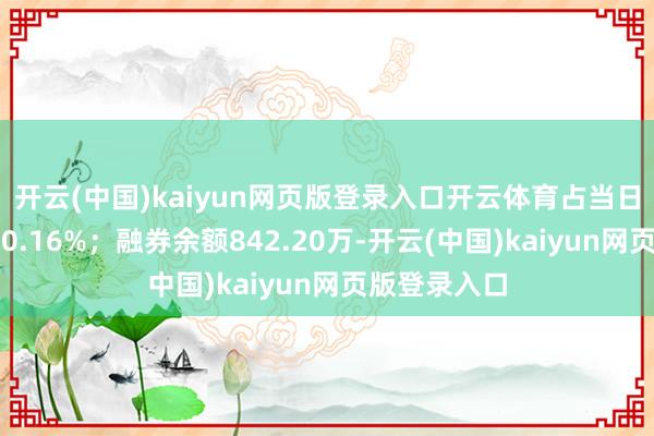 开云(中国)kaiyun网页版登录入口开云体育占当日流出金额的0.16%；融券余额842.20万-开云(中国)kaiyun网页版登录入口
