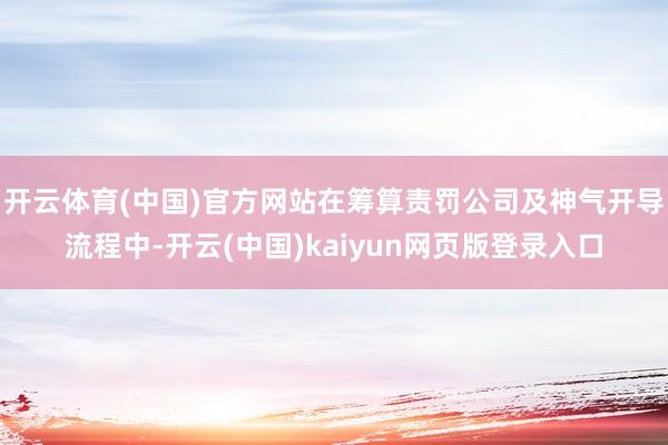开云体育(中国)官方网站在筹算责罚公司及神气开导流程中-开云(中国)kaiyun网页版登录入口
